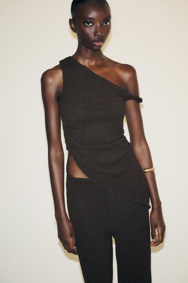 TEXTURED WIDE-LEG TROUSERS - Dark brown by Zara - Image 2