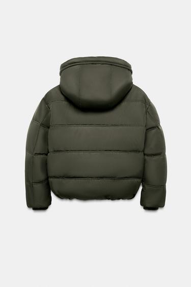 ANORAK COURT À CAPUCHE DÉPERLANT COUPE-VENT - Kaki de Zara - Image 5