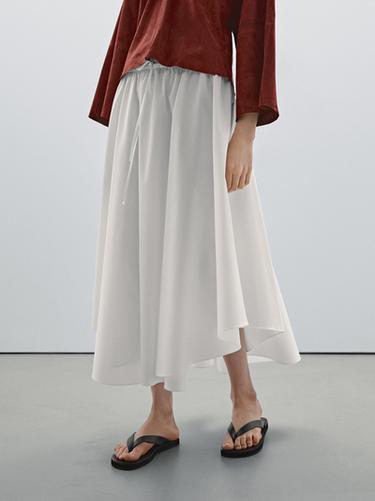 Zara Flowing asymmetric midi skirt - White