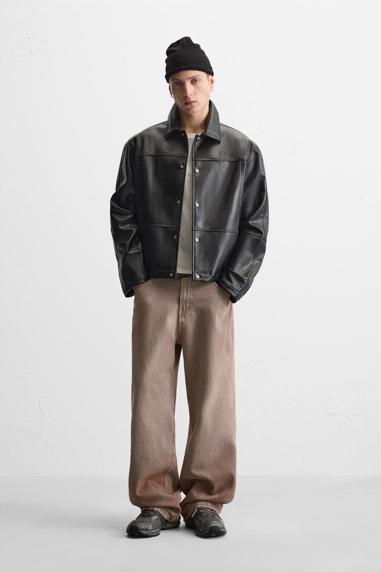 フェイクレザーシャツジャケット - ブラック | ZARA Japan / 日本