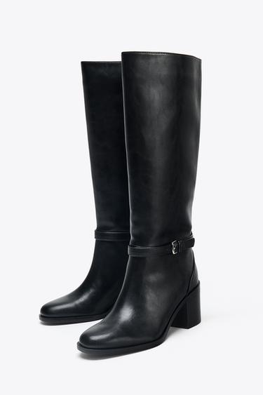 BUCKLE BLOCK HEEL BOOTS - Black by Zara - Image 3