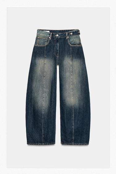 JEANS TRF OVERSIZE TIRO MEDIO - Marino de Zara