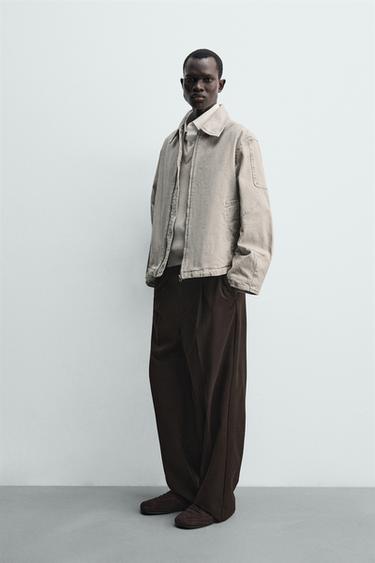 BLOUSON COUPE BOXY EFFET DÉLAVÉ - Gris / Marron clair de Zara - Image 3