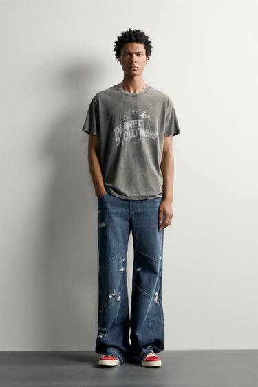 BLUZË RELAXED FIT ME STAMPIM PLANET HOLLYWOOD® - Gri e mesme nga Zara - Imazh 0