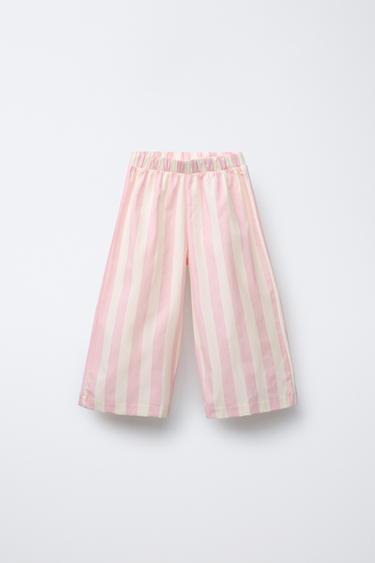 CASA LAWA © X ZARA KIDS STRIPED CONTRAST TROUSERS - Pastel pink by Zara
