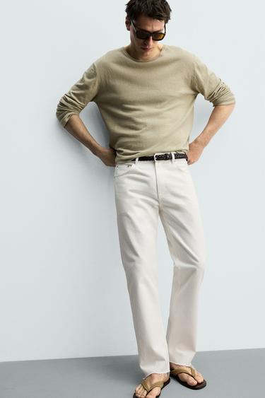 IRREGULAR HEM STRAIGHT-LEG JEANS - White by Zara - Image 5