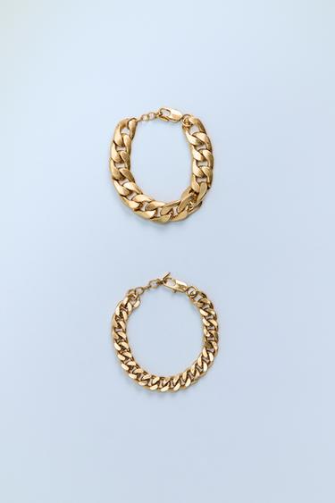 Zara 2-PACK OF CHAIN LINK BRACELETS - Golden