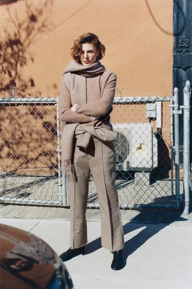 Zara REGULAR FIT ROUND NECK JUMPER - Brown / Taupe