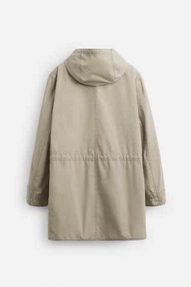 PARKA COURTE EN COTON - Vert gris de Zara - Image 8