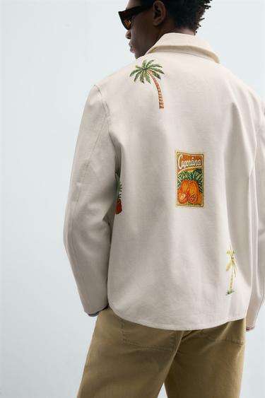 GRAPHIC PRINT RELAXED FIT OVERSHIRT - Ecru by Zara - Image 6