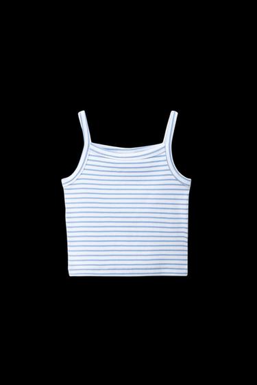 GERIPPTER TOP MIT STREIFEN - Himmelblau von Zara - Bild 0