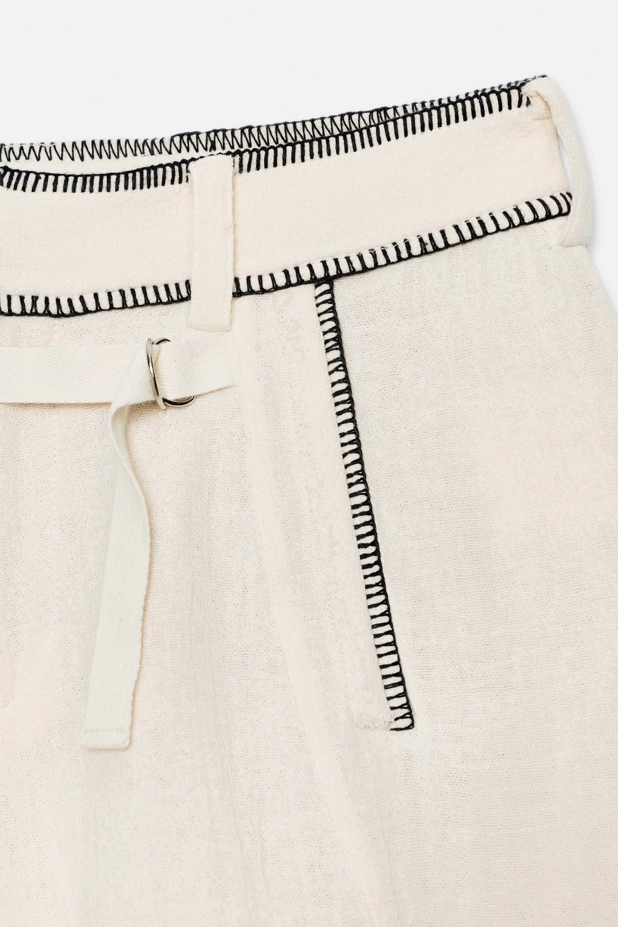 ZW COLLECTION TOPSTITCHED SHORTS - Ecru | ZARA United States