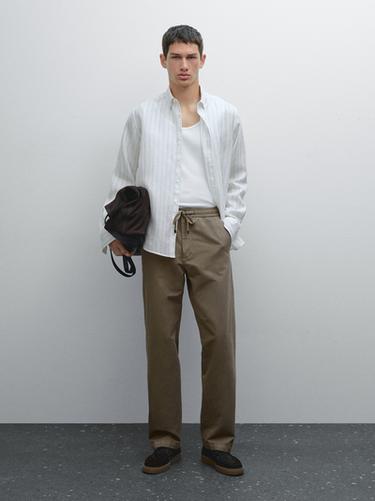 Zara Cotton blend jogger fit trousers - Mink