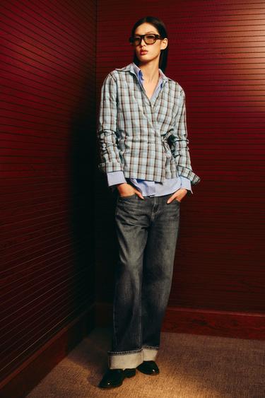 Z1975 RELAXED FIT JEANS WITH TURN-UP HEMS - Indigo by Zara