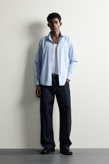 CAMISA SLIM FIT ESTRUCTURA - Celeste de Zara - Imagen 0