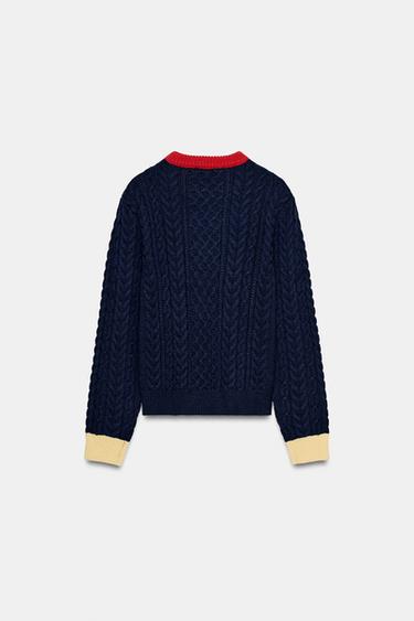CABLE-KNIT COLOUR BLOCK JUMPER - Multicoloured by Zara - Image 5
