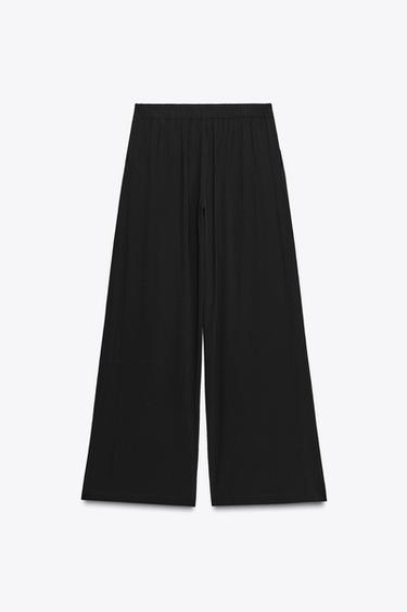 PANTALON LARGE TAILLE CROISÉE - Noir de Zara - Image 5