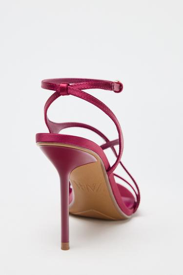 SANDALES À TALONS EFFET SATINÉ - Rose de Zara - Image 5