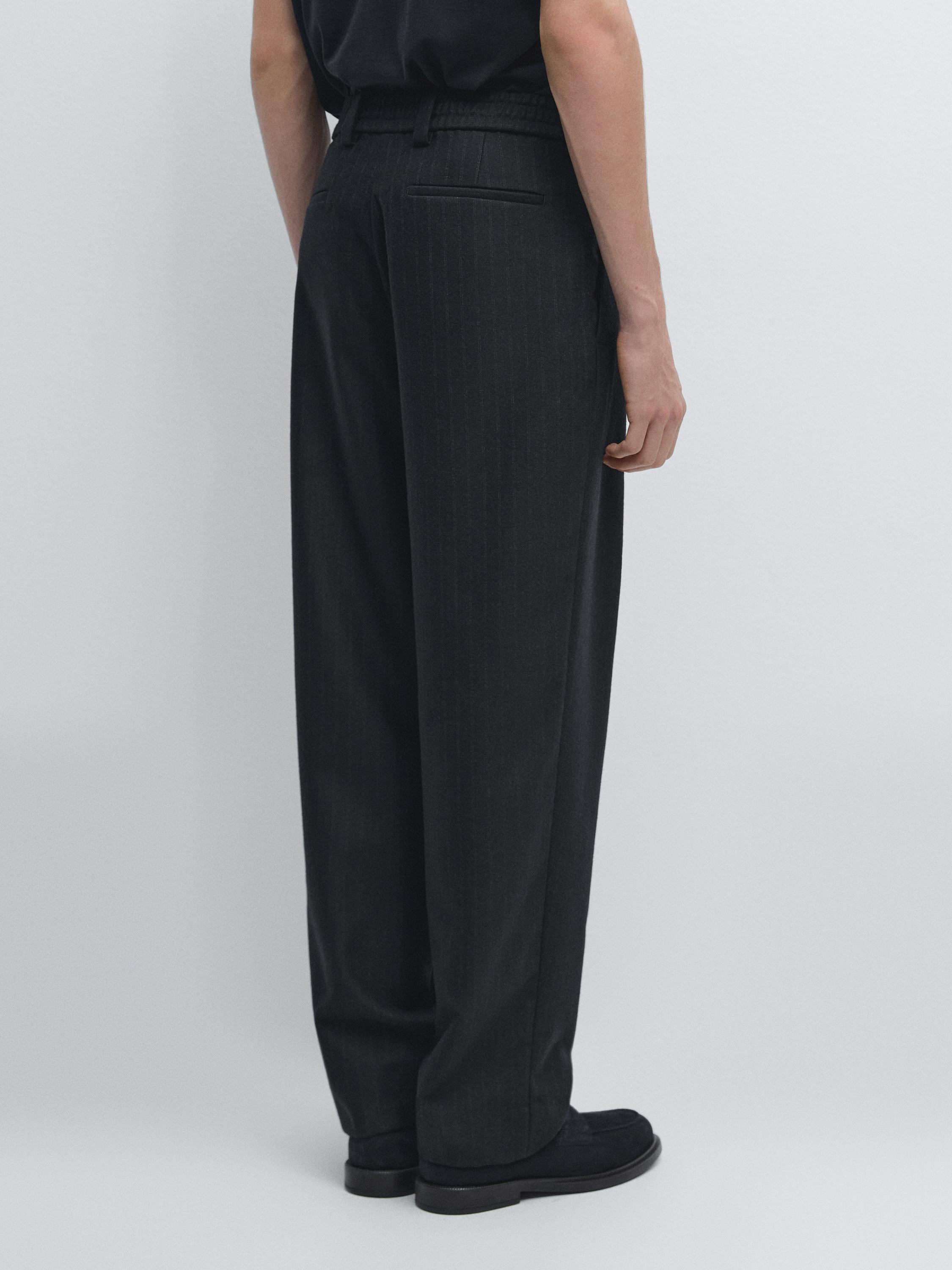 Flannel trousers with double stripe
