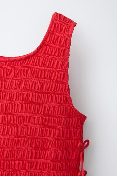 TOP WITH ELASTICATED BOWS - Red by Zara - Image 2