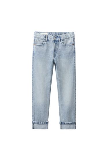 JEAN DROIT À REVERS - Bleu clair de Zara