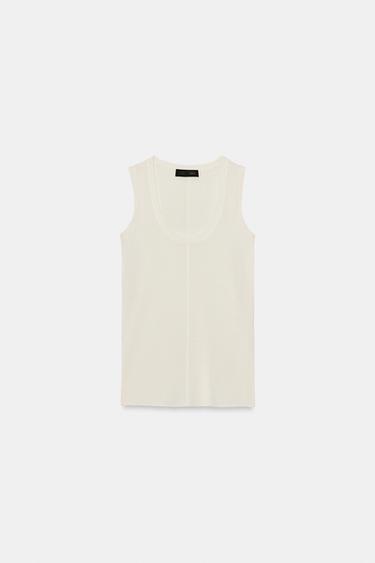 Zara EXTRA-FINE WOOL TOP - Ecru