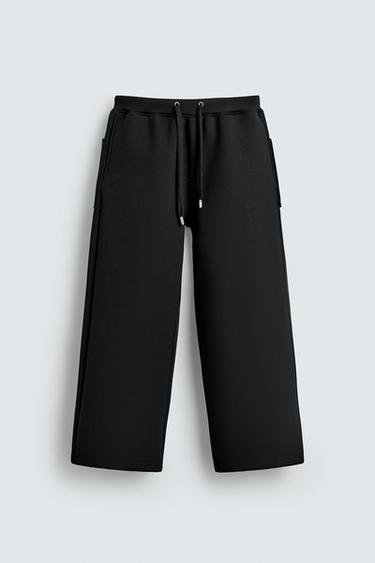 WIDE FIT BROEK MET NEOPREEN EFFECT - Zwart van Zara
