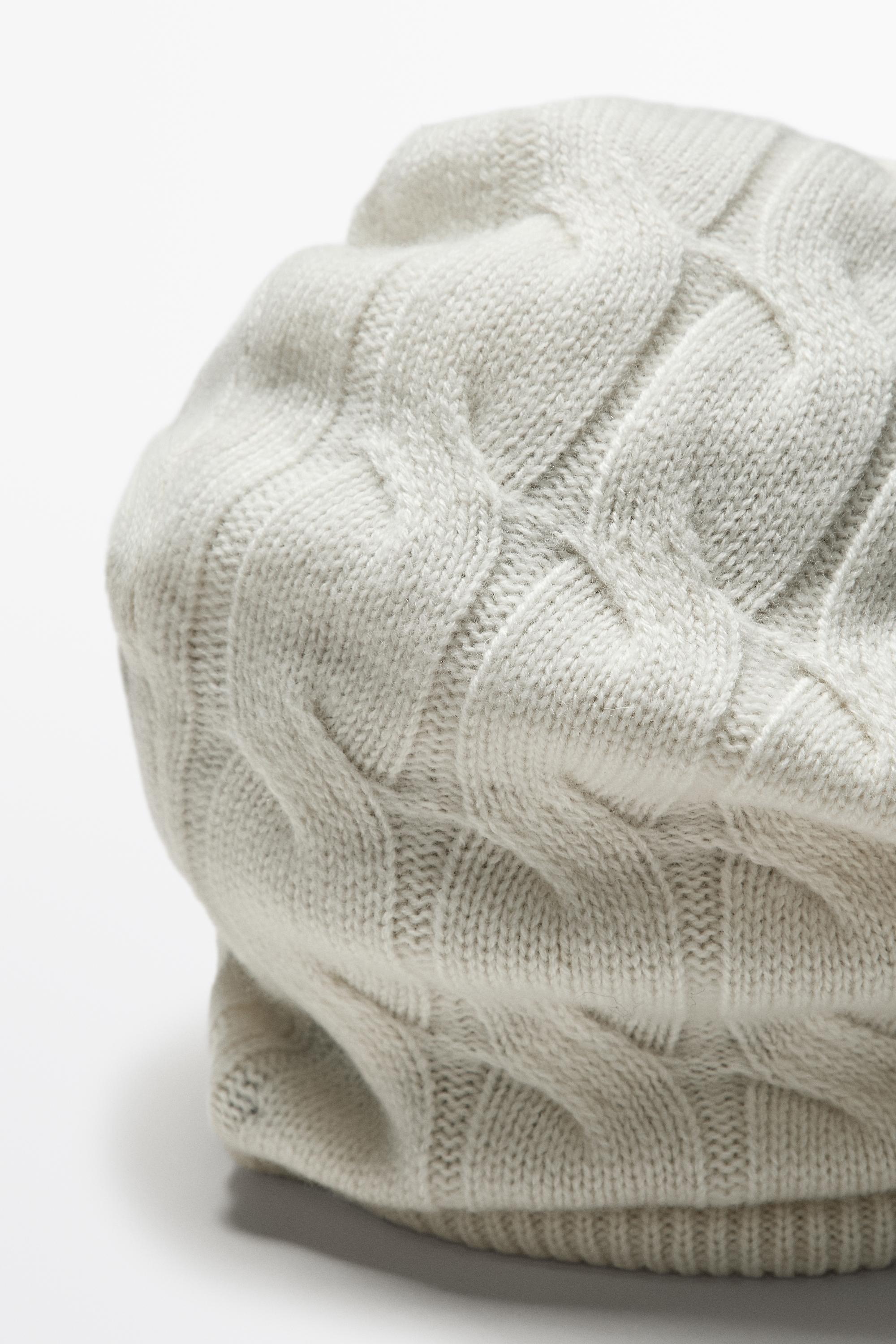 Cotton blend cable-knit balaclava with tie