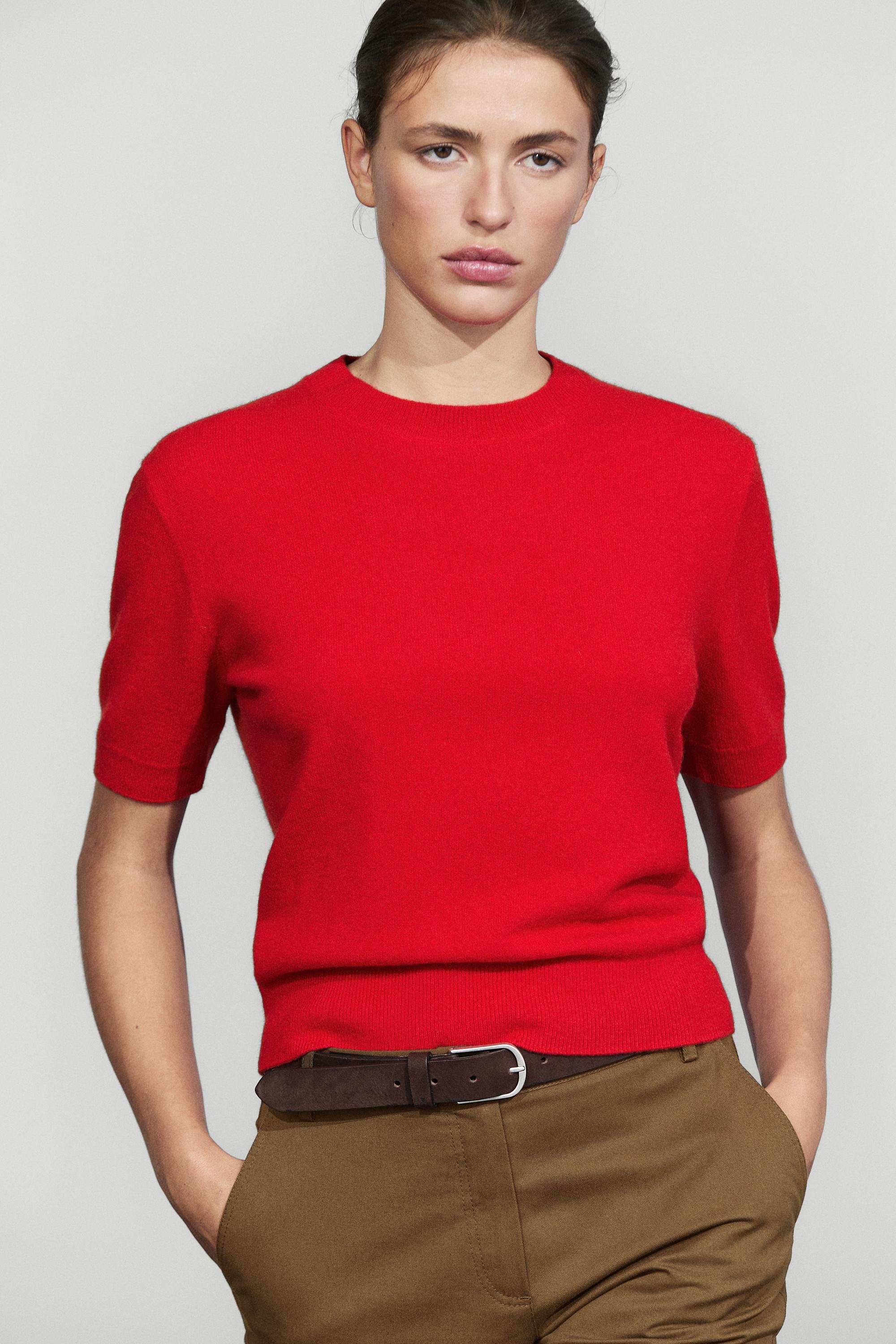 Pull en maille manches courtes mélange de laine
