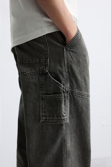 PANTALON DÉLAVÉ POCHE CARGO - Gris de Zara - Image 6