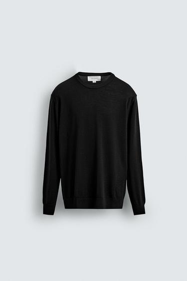 Zara 100% WOOL SWEATER - Black