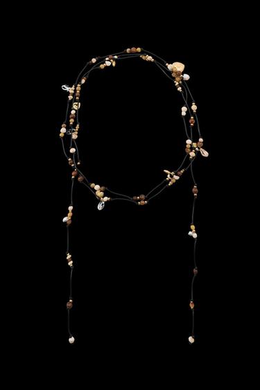 MULTI-POSITION CORD BEADED CHARM NECKLACE - Black by Zara - Image 0