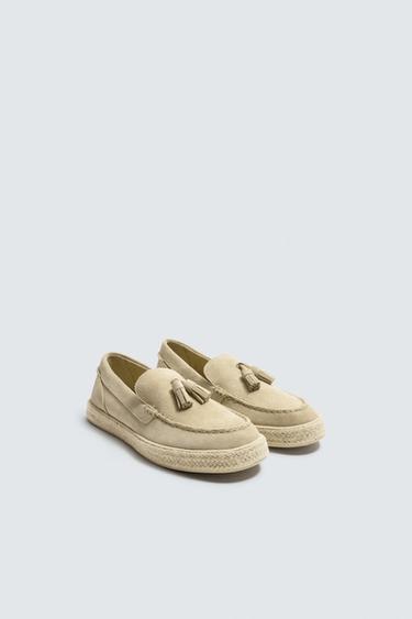 LEATHER JUTE LOAFERS - Beige by Zara