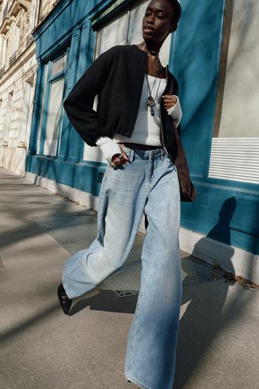 Zara Z1975 LOW RISE WIDE LEG JEANS - Light blue
