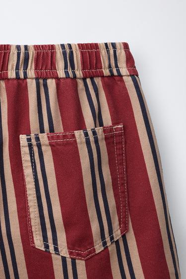 SHORT À RAYURES - Rouge foncé de Zara - Image 3