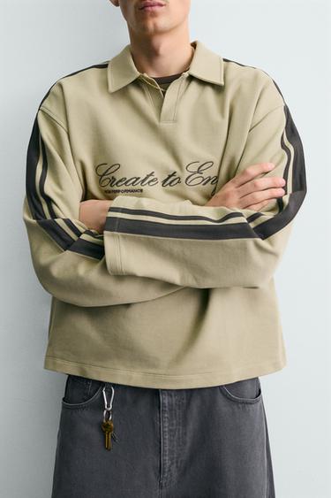 SWEAT COUPE BOXY BANDES BRODÉES - Marron clair de Zara - Image 4