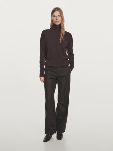 Pantalón franela mezcla lana - Chocolate de Zara