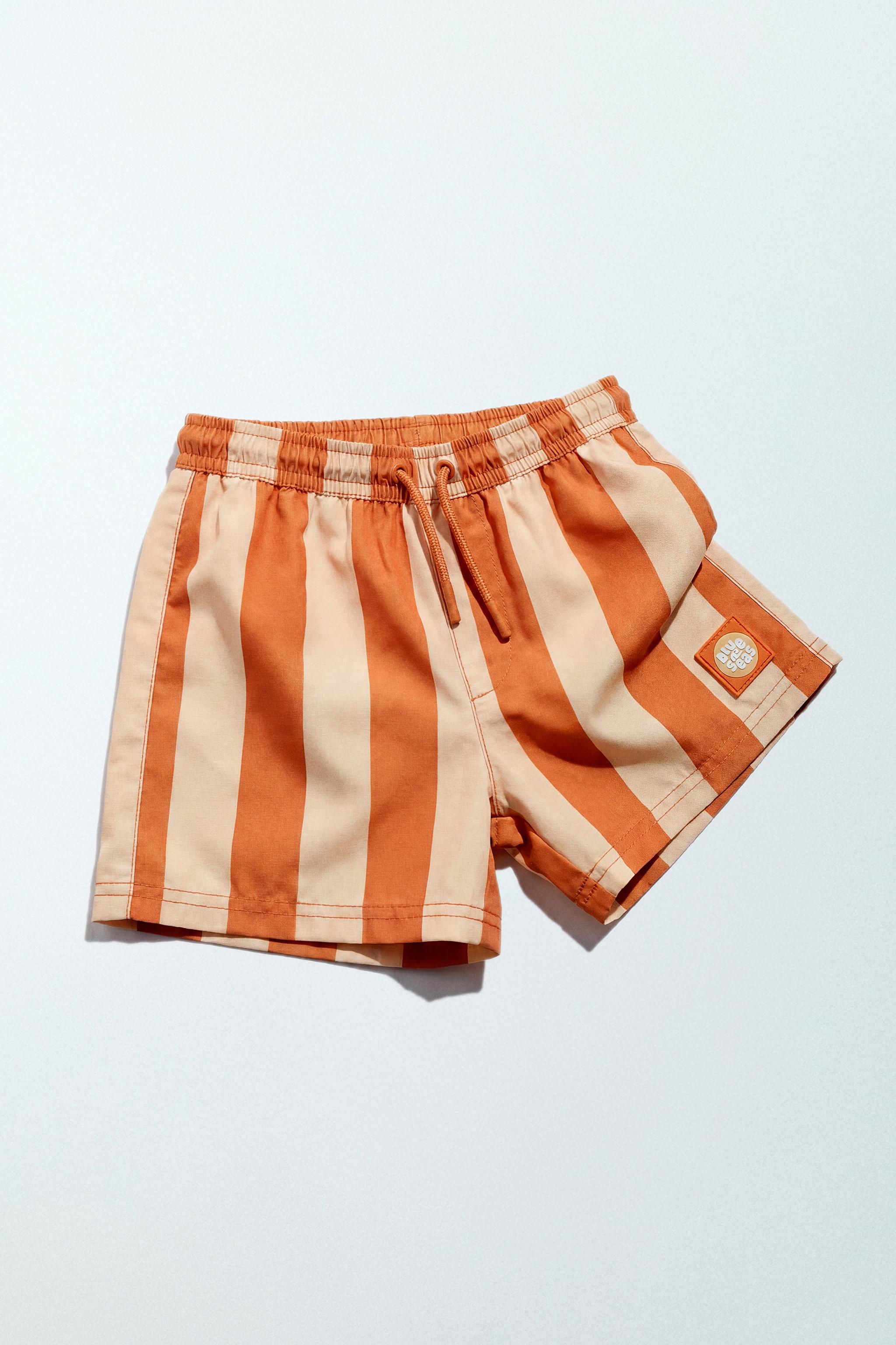 1-6 YEARS / STRIPED SWIM SHORTS — Orange
