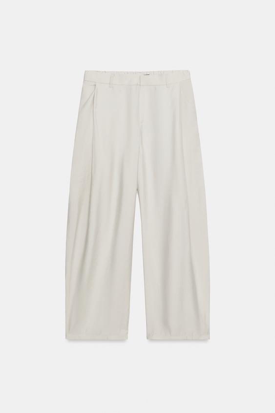 PANTALÓN PLIEGUES - Gris claro de Zara - Imagen 0
