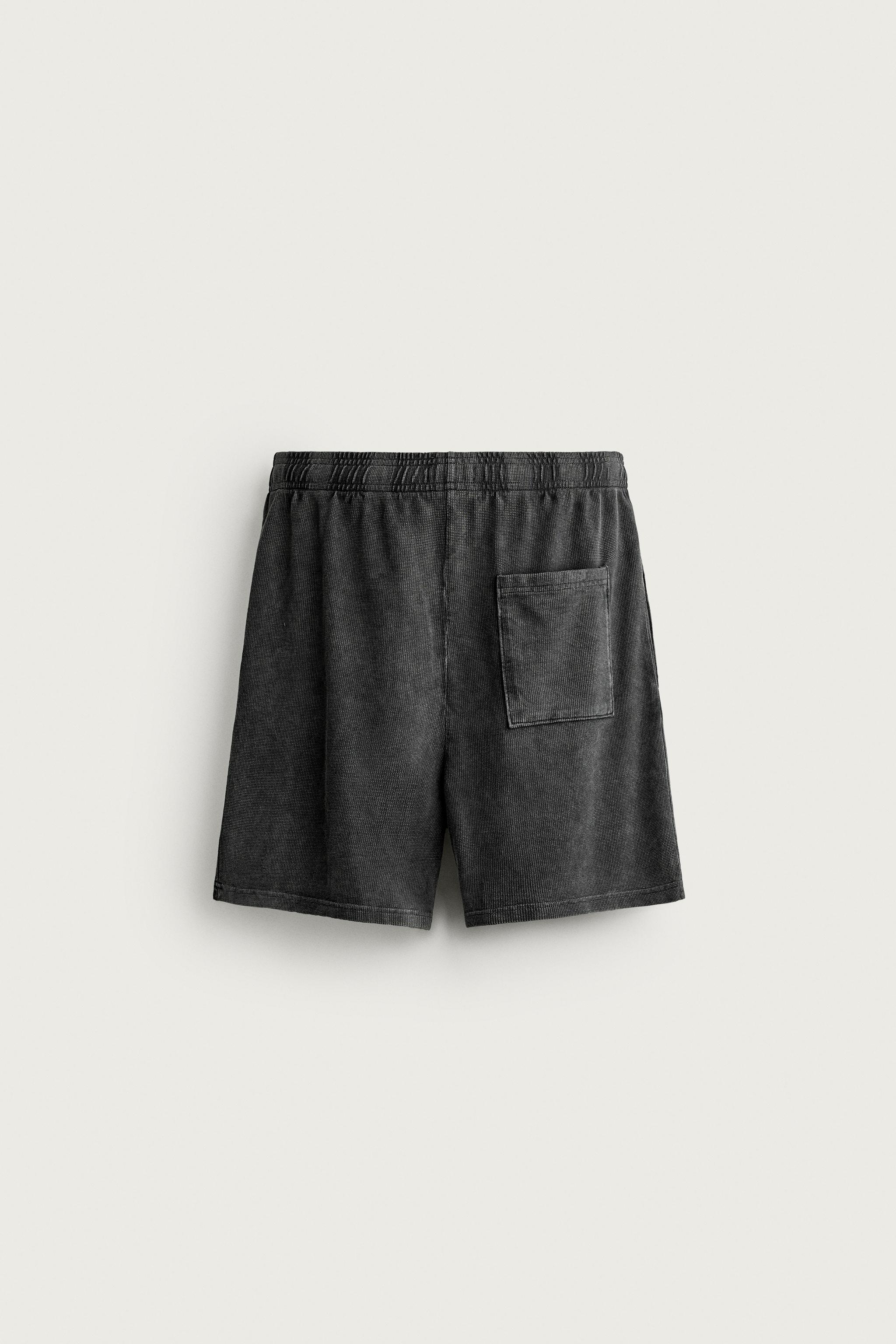Мужские шорты Zara WASHED WAFFLE TEXTURE SWEATSHORTS — фото 9