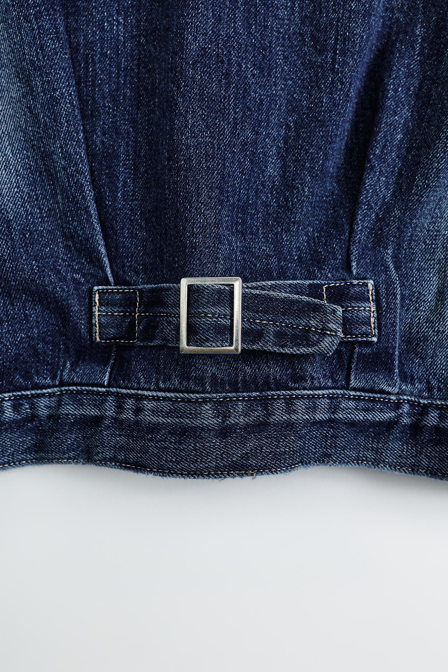 Детская куртка Zara Denim Jacket with Buckle, цвет: Синий — фото 6