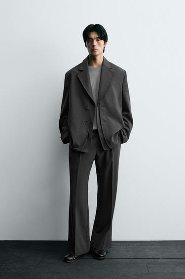 DETACHABLE LAPEL BLAZER SUIT - Grey marl by Zara