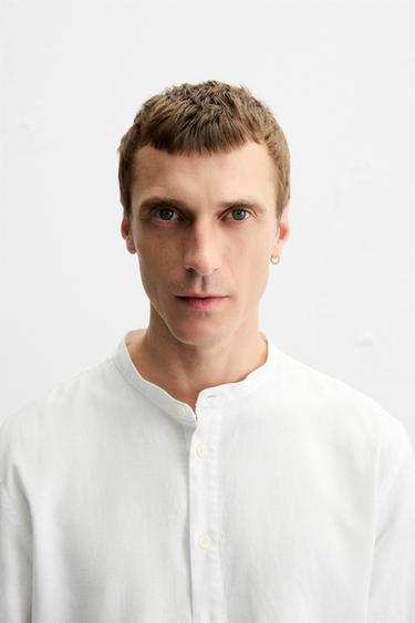CHEMISE POLO LIN ET COTON - Blanc de Zara - Image 4