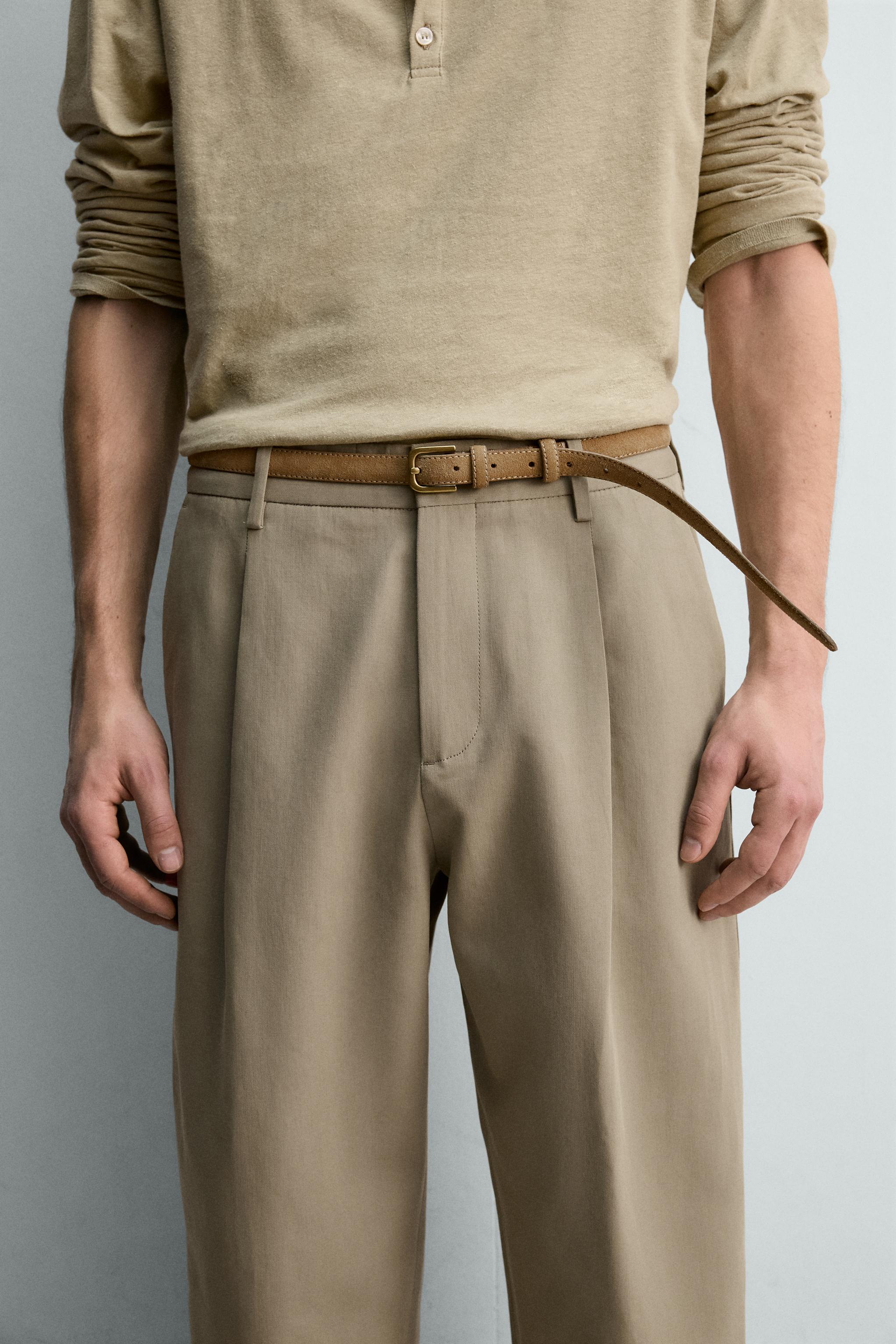 PLEATED STRAIGHT FIT PANTS