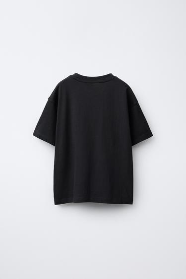 Zara TEXT PRINT T-SHIRT - Dark anthracite