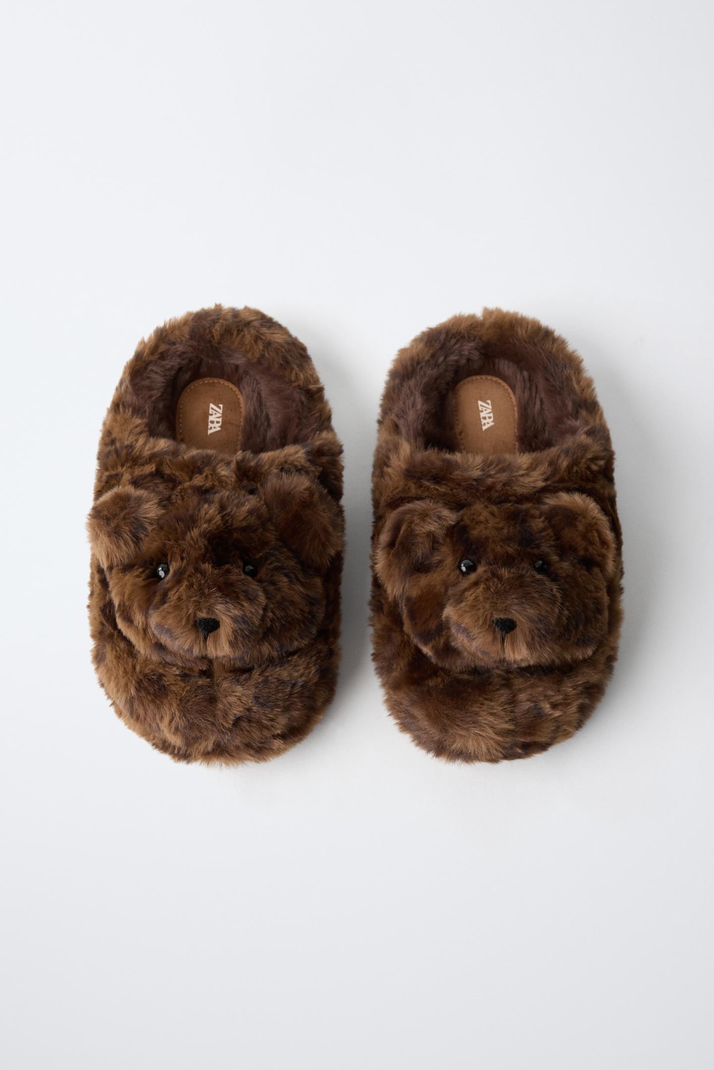 Детские тапочки Zara Bear Slippers, цвет: Коричневый — фото 4