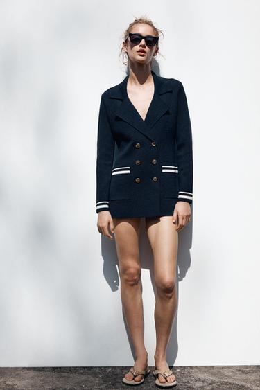 DOUBLE-BREASTED KNIT BLAZER - Navy blue by Zara - Image 0