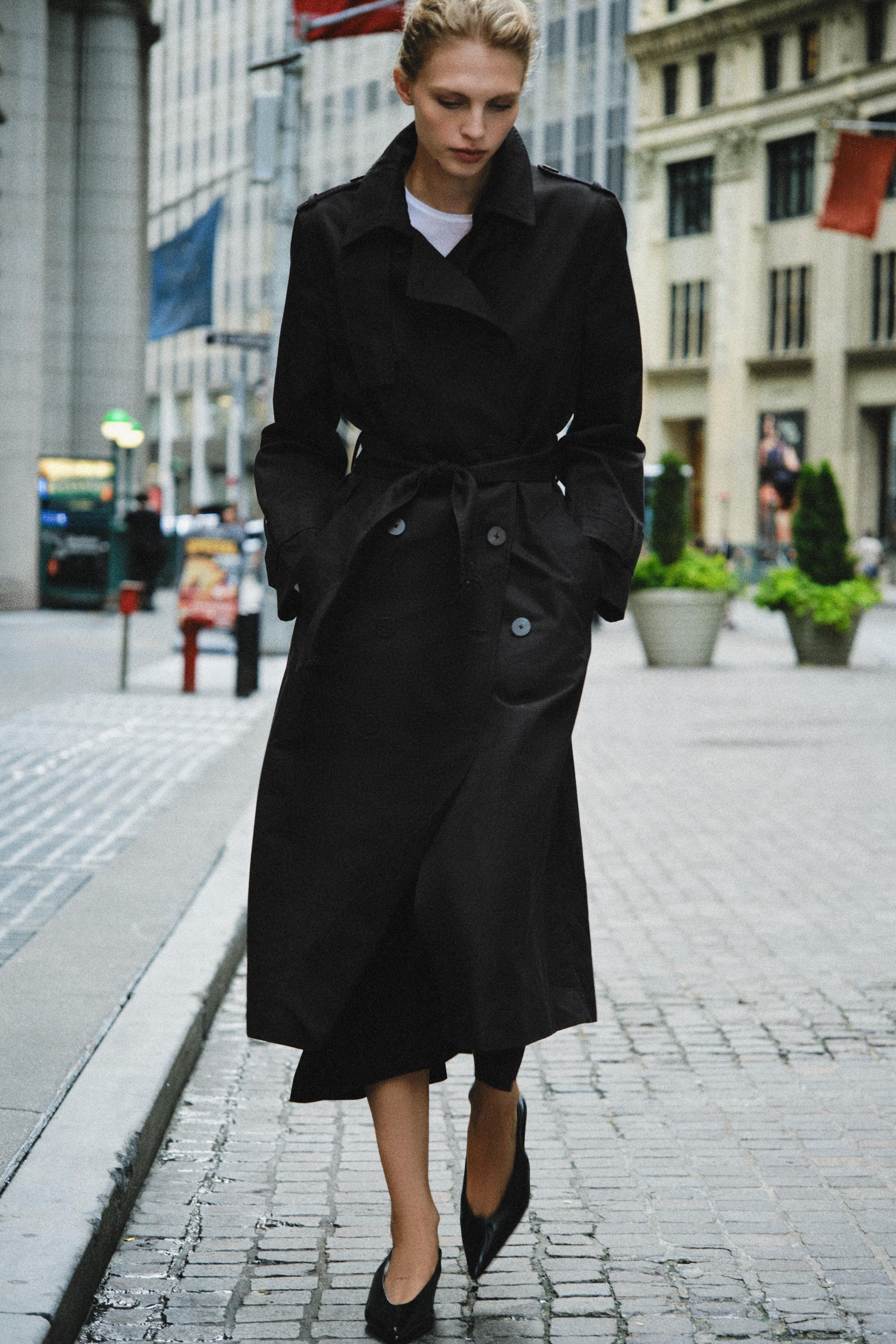 Zara ZW COLLECTION KEMERLİ WATER-REPELLENT TRENÇKOT