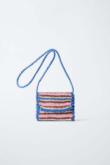 RAFFIA-EFFECT CROSSBODY BAG - Blue by Zara
