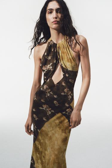 ROBE LONGUE IMPRIMÉE HALTER - Multicolore de Zara - Image 3